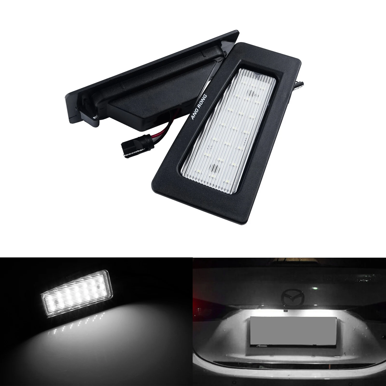ANGRONG Canbus SMD СВЕТОДИОДНЫЙ номерной знак Светильник лампы белого цвета для Mazda3 Axela