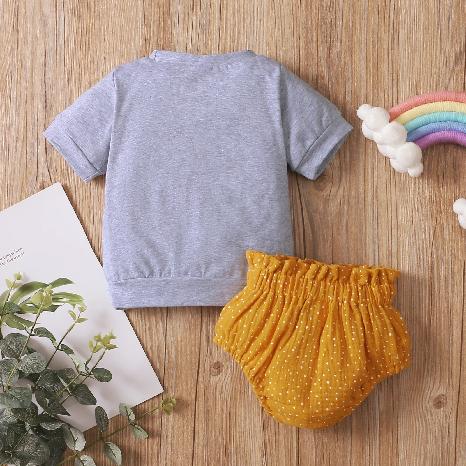 Комплект для маленьких девочек OPPERIAYA из 2 предметов летний Радужный топ с