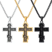 orthodox cross necklace women crystal cross pendant long men necklace