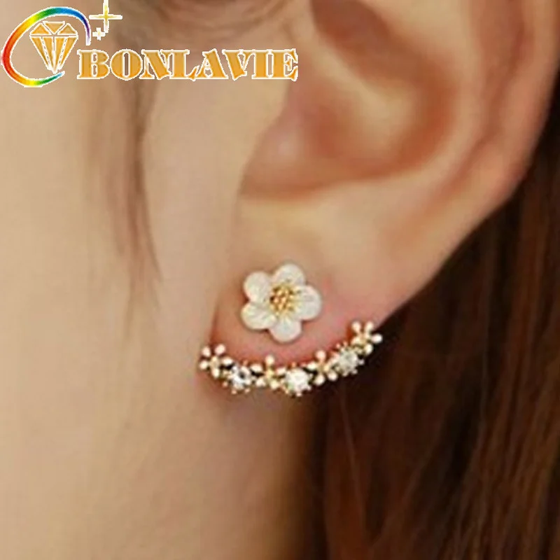 Специальные маленькие серьги-гвоздики с цветами золотые Лидер продаж женские