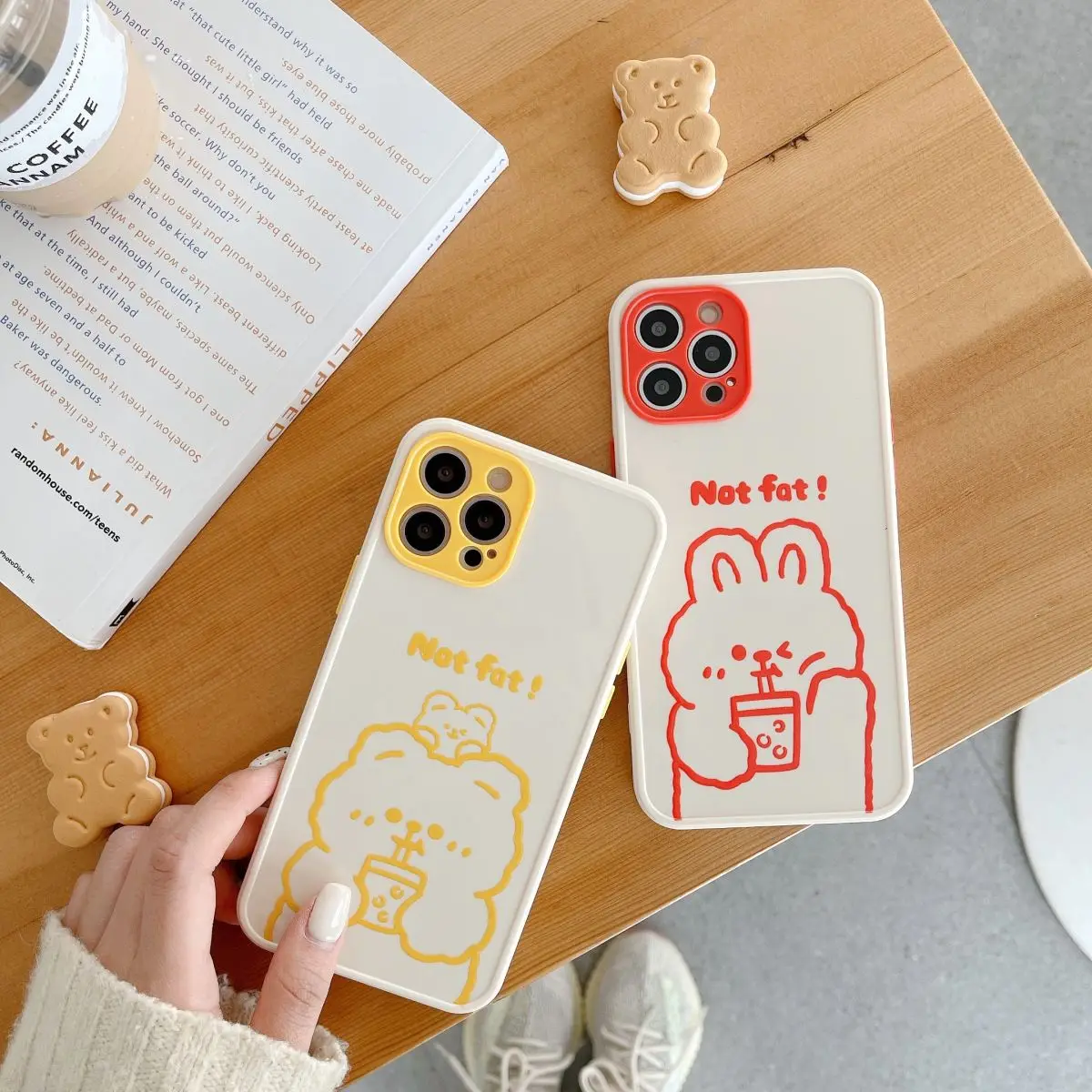 

Line Milk Tea Bear Rabbit Suitable for iPhone7 iPhone8 iPhoneX iPhoneXS iPhoneXR iPhone11 iPhone12 and other series