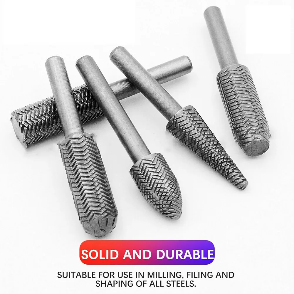 

5PCs Metal Cutter Drill Bits Rotary Bits Rasp For Steel Grinding Carving Rotary Engraving Machine Power Tool Accessory