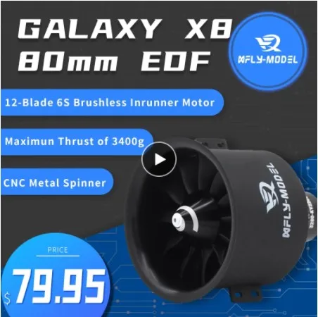 XFly 80 мм 12 лезвий EDF с 6S бесщеточным Inrunner 3280-KV2200 Модель двигателя Jet Aircraft… | Игрушки