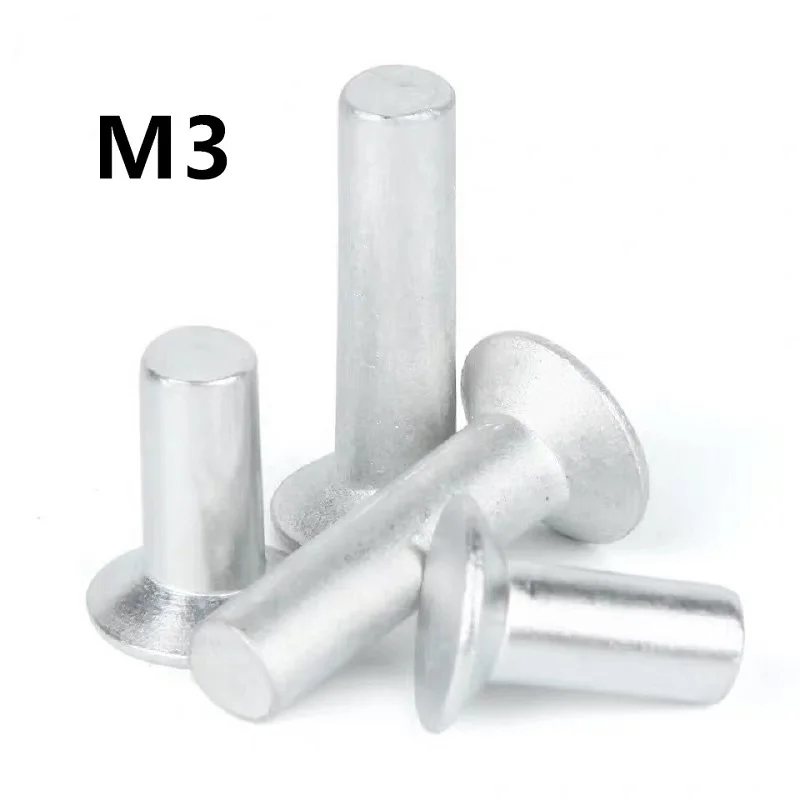 200 шт. M3x4/5/6/8/10/12/16/20 мм GB869 потайная головка заклепки алюминиевая сплошная