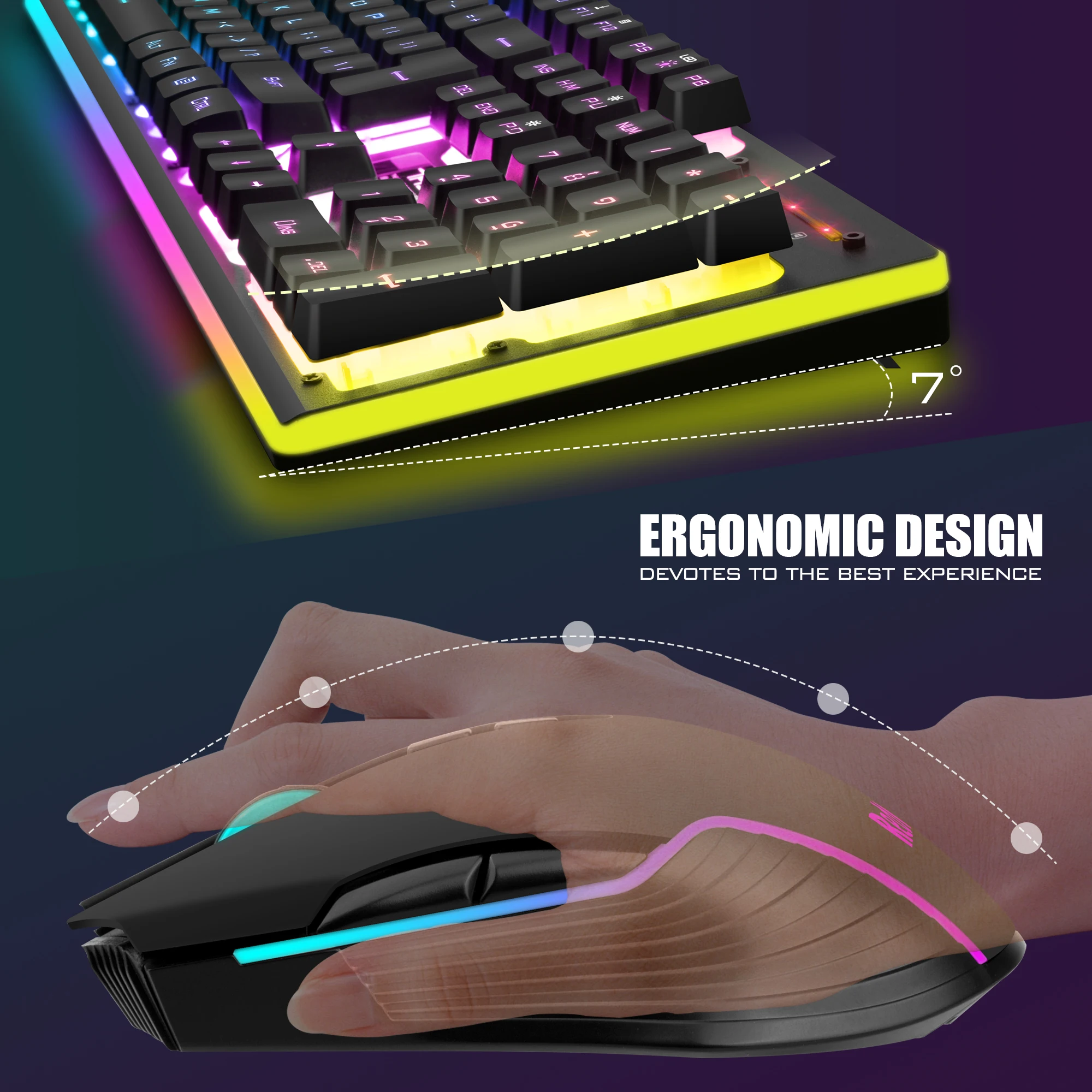 Беспроводная игровая клавиатура и мышь RedThunder K10 перезаряжаемая батарея 3800 мАч со