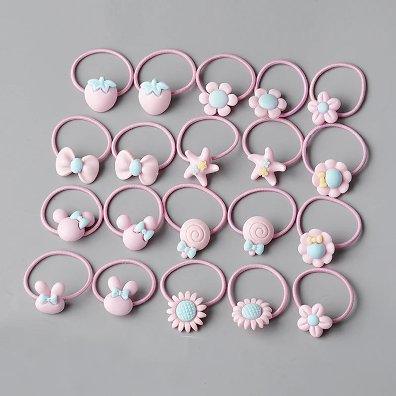 20pcs-1 10/20 корень детский головной убор кольцо для волос Корейская версия украшение для волос с героями мультфильмов девушка резинка милые аксессуары для волос - Цвет: 20pcs-1