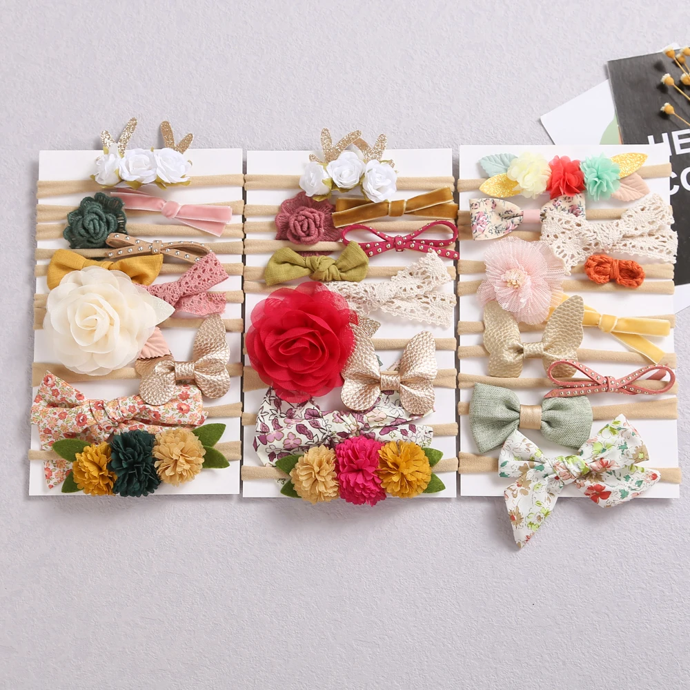 

10pcs/set Flower Mix Baby Girl Headband Elastic Bowknot Baby Headbands for Newborn Bow Infant Headwear Girls Hair Accessories