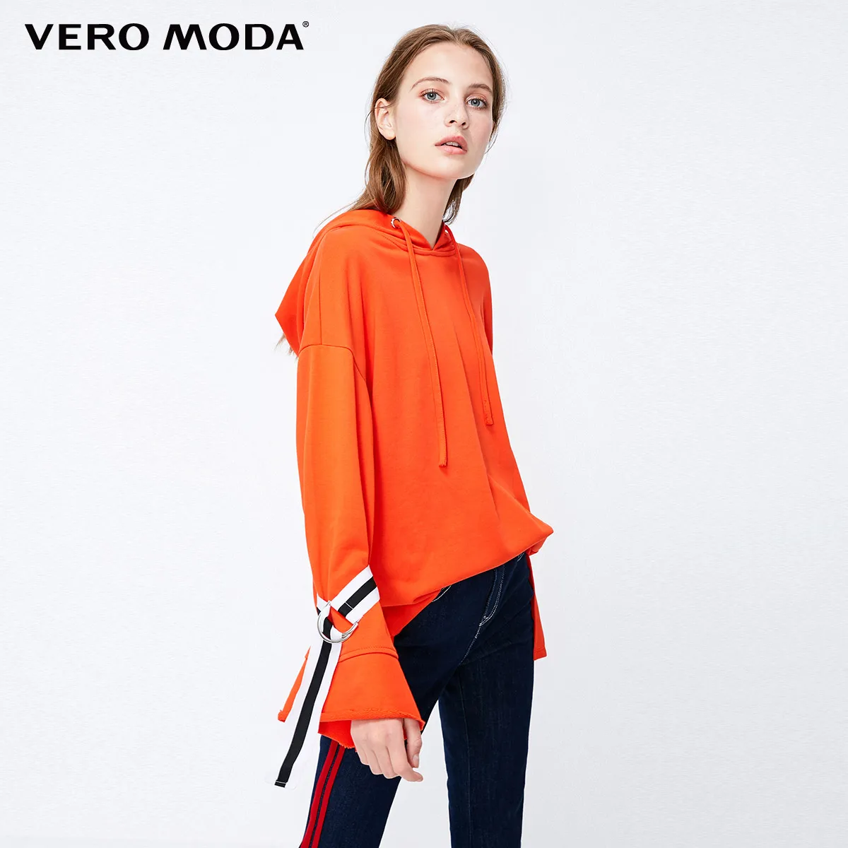 Vero Moda осенние свободные милые женские толстовки | 318333502 - Цвет: Outrageous orange