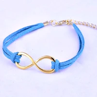 simple exquisite infinity charm bracelet handmade with korean velvet leather rope chain women bangle 18k gold plated jewelry