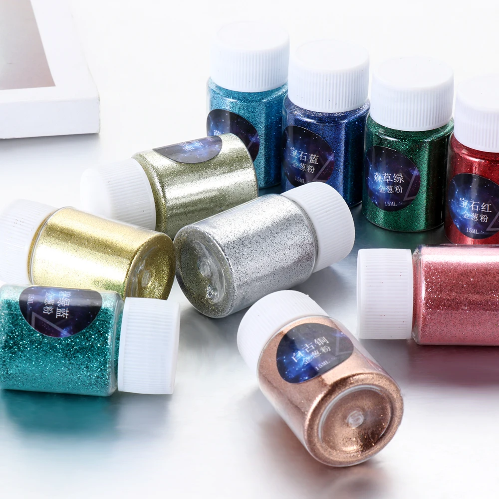 15 мл/коробка цветная блестящая пудра блестящий мускусный материал УФ