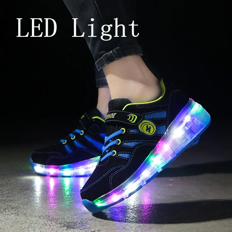 

Blue Pink Orange Fashion Girls Boys LED Light Roller Skate Shoes For Children Kids Sneakers With Wheels One wheels