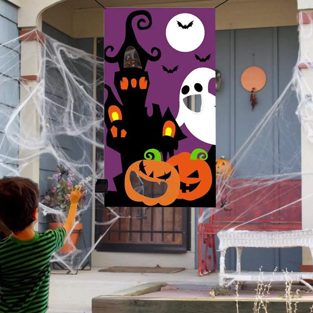 Halloween Bean Bag Toss Games Pumpkin with 3 Bags for Families Kids Travel | Дом и сад