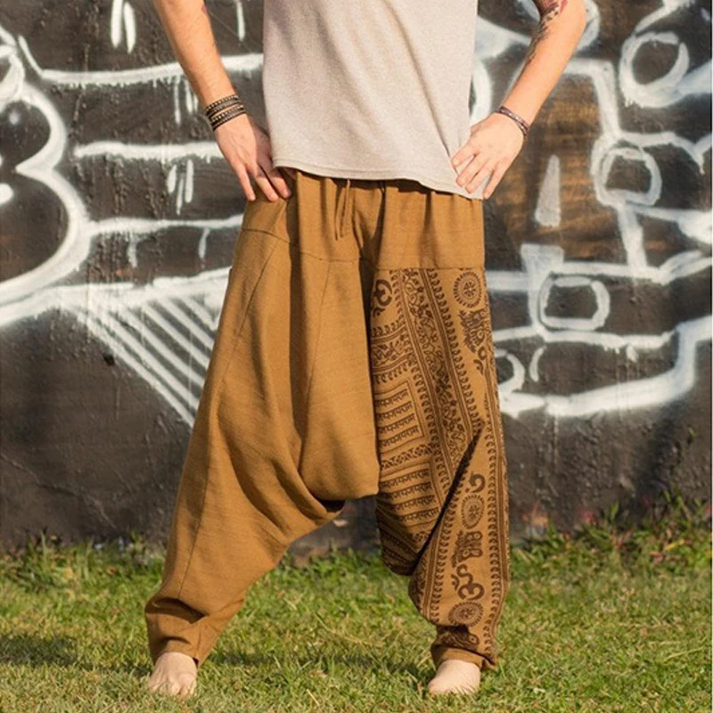 Мужские женские средневековые викингские пиратские широкие брюки Шаровары Индийские Пакистанские повседневные брюки Таиланд Хиппи Висячие широкие брюки.