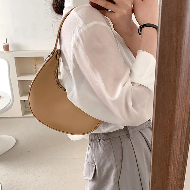 

Summer New Style Dumpling Bags Ladies Casual Fashion Underarm Bag High Quality PU Leather Shoulder Bag Thin Chain Messenger Bags