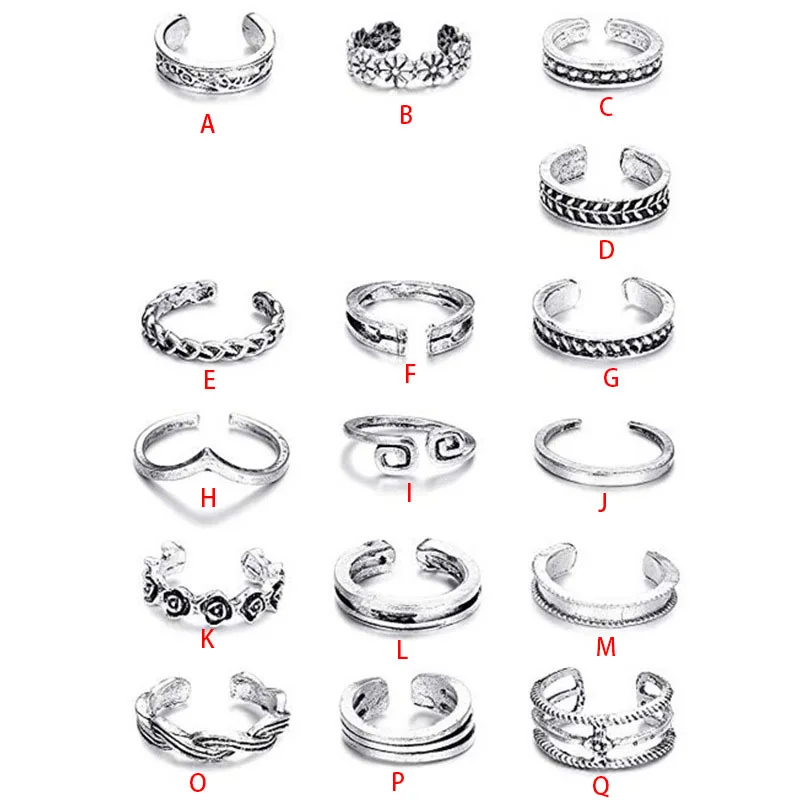 

New Ladies Popular Retro Opening Wheat Ear Flower Multi-layer Fashion Seaside Toe Joint Ring