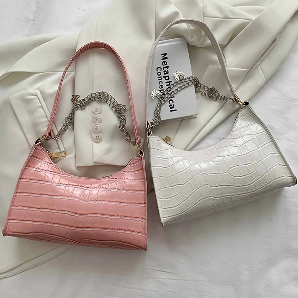 

Fashion Women Alligator Pattern Butterfly Chain Shoulder Underarm Bag Casual Ladies PU Leather Solid Color Small Handbags Purse