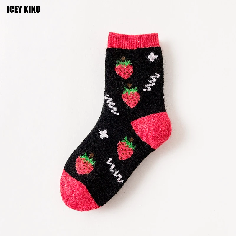 

2020 Autumn Winter Plus Thick Terry Wool Kids Socks Toddler Boys Cute Fruit Cartoon Socks For Children 1-12 Years