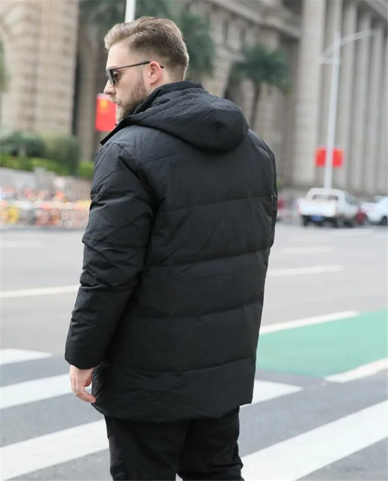 Мужская зимняя XL-7XL большого размера 8XL 9XL 10XL с капюшоном парка теплая куртка с длинным разрезом толстое свободное теплое пальто