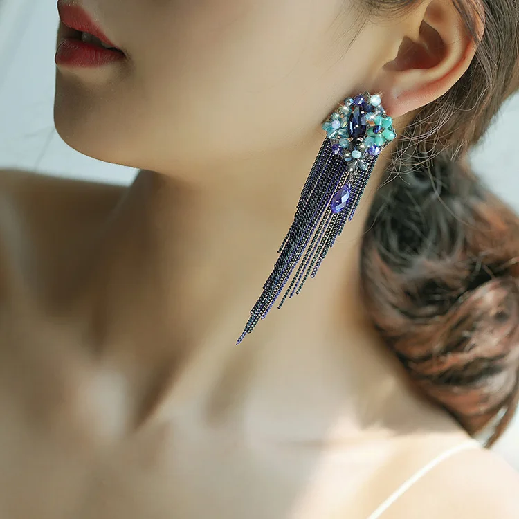 

Женские модные серьги 2020 богемные длинные европейские и американские кисточки серьги женские сережки ручной работы Ретро стиль ювелирные ...