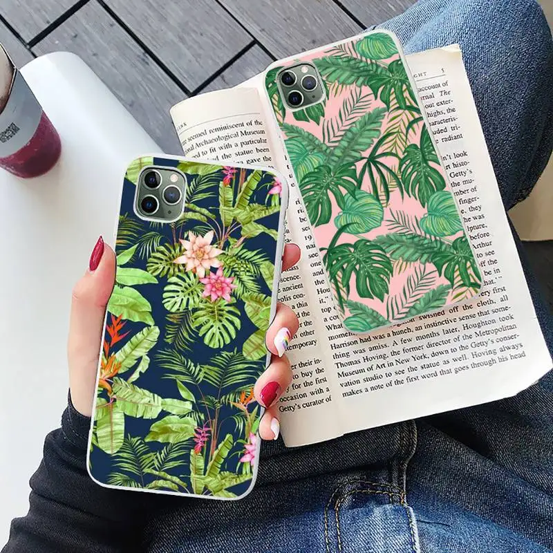 

Banana Retro leaves art Phone Case Candy Color for iPhone 6 6S 7 8 11 12 XS X SE 2020 XR mini pro Plus MAX funda