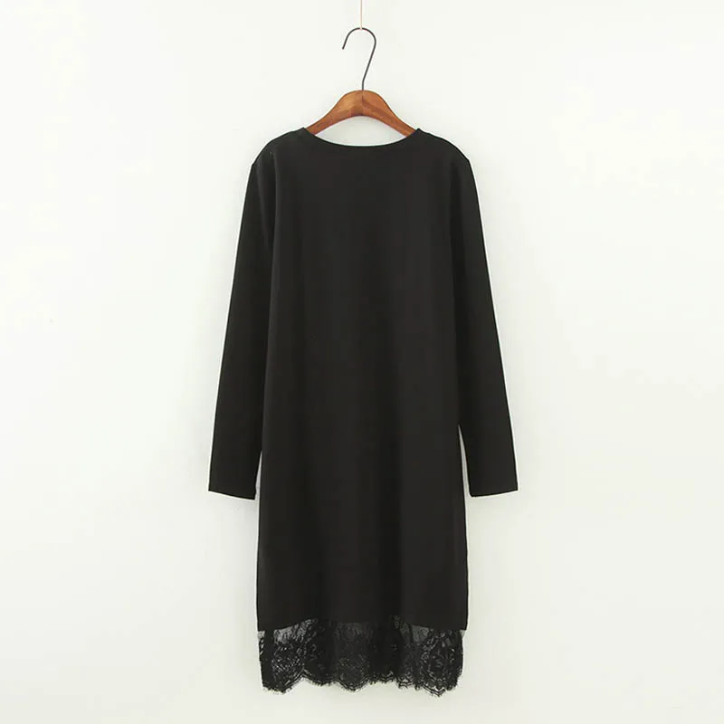 Осеннее женское платье размера плюс, обхват груди 150 см, 6XL, 7XL, 8XL, 9XL, женское платье черного цвета