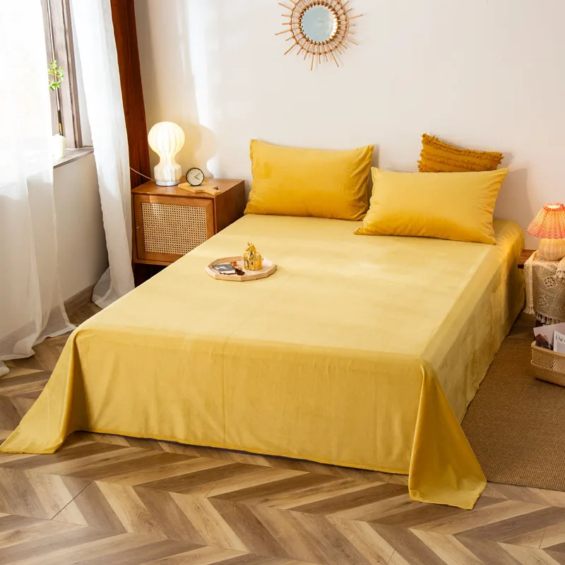 Чистый желтый домашний текстиль бархатная простыня простой стиль коралловый