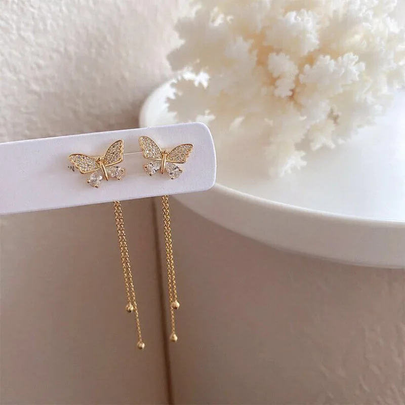

Fashion Butterfly Tassel Drop Earrings For Women Vintage Jewelry Modern Party Wedding Bridal Accessories Trendy Dangle Earrings