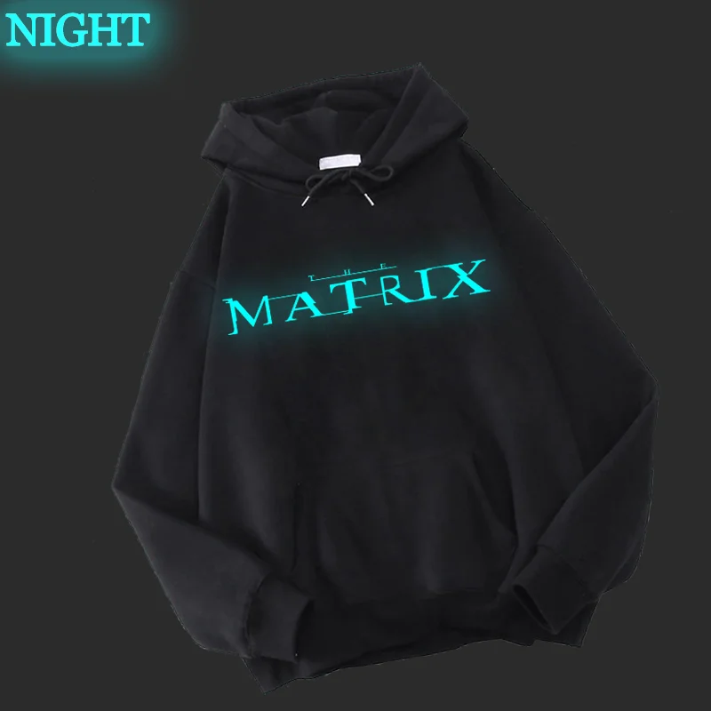 

Hoodie Men Brand Long Sleeve Hoodies Sudaderas Matrix Luminous Vintage Hoodie Men Women Crewneck Sweatshirt Matrix Fleece Coats