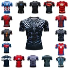 Футболка мужская компрессионная, мультяшный 3d-принт, суперпринт, Повседневная модная облегающая, для фитнеса, супергероя, Черная