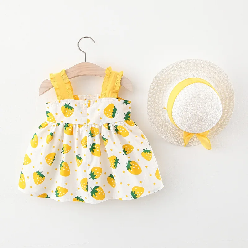 Платье для маленьких девочек Новинка 2020 года хлопковое платье с клубничным