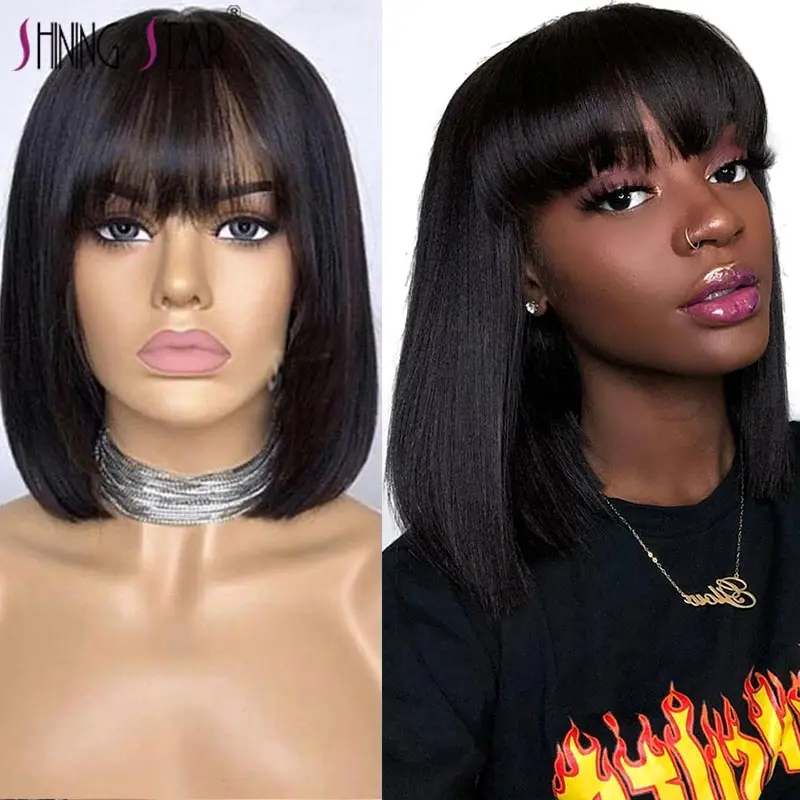 Короткие парики фея перуанские прямые из человеческих волос натуральный