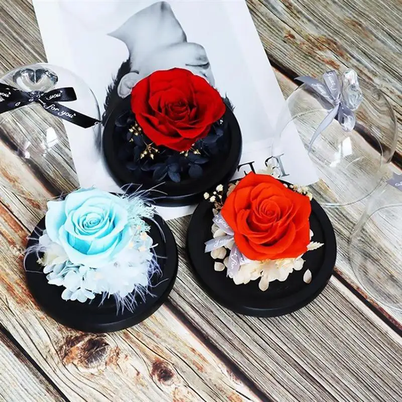 

Eternal Rose Decor Preserves Immortal Flowers In Glass Cap Romantic Gift