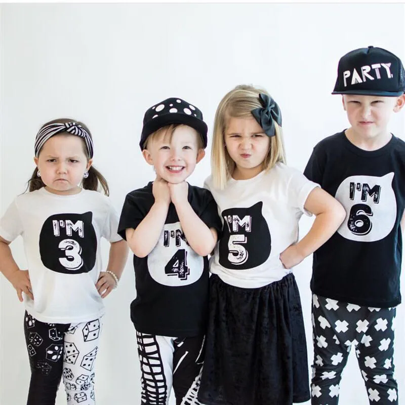 

Boys and Girls 1 2 3 4 5 6 7 8 9 10 Years Number Birthday T Shirt Children Present Baby Boy T-shirt Costume for Kids Tops,c015