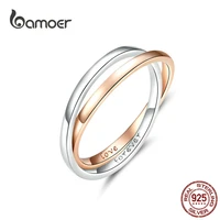two colors ring double circle finger rings for couple lover genuine 925 sterling silver engagement jewelry bsr053
