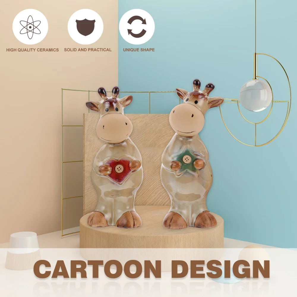 

1 Pair Ceramic Craft Ornaments Mini Calf Figurines Crafts Tabletop Adornments