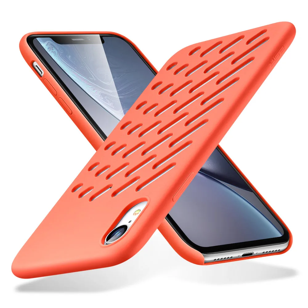 ESR Yippee цветной мягкий чехол для iPhone XR жидкий силиконовый чехол с удобной ручкой защита от падения для Apple iPhone XR - Цвет: Coral