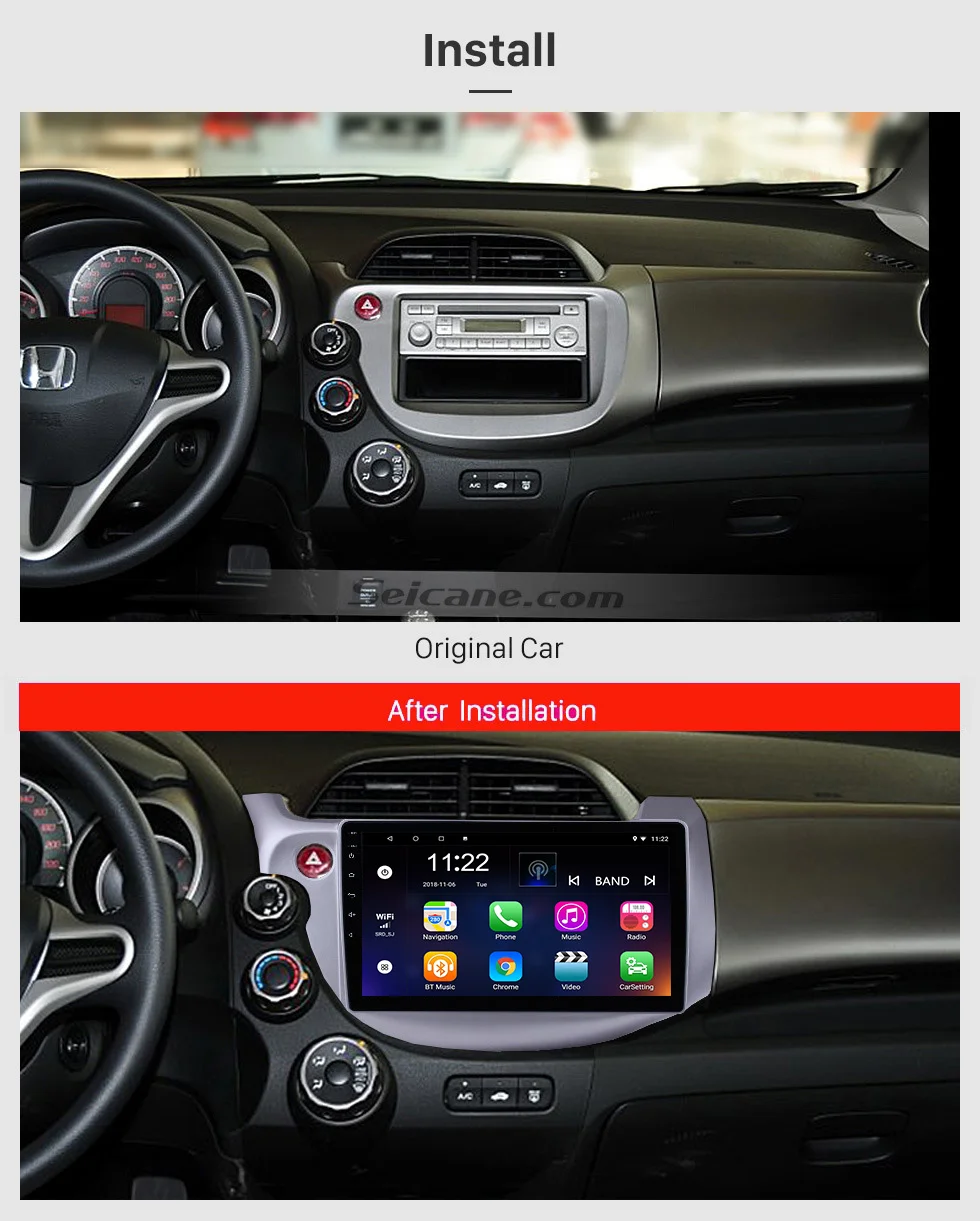 Seicane 10," Android 9,0 автомобильный радиоприемник gps Navi HD 1024*600 мультимедийный плеер для 2007-2012 2013 Honda с Bluetooth USB SWC DVR