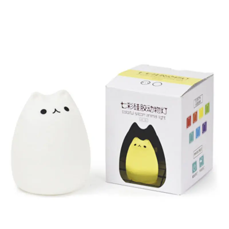 

Creative cartoon cat silicone night light intelligent baby colorful pat light bedroom USB charging eye protection small table la