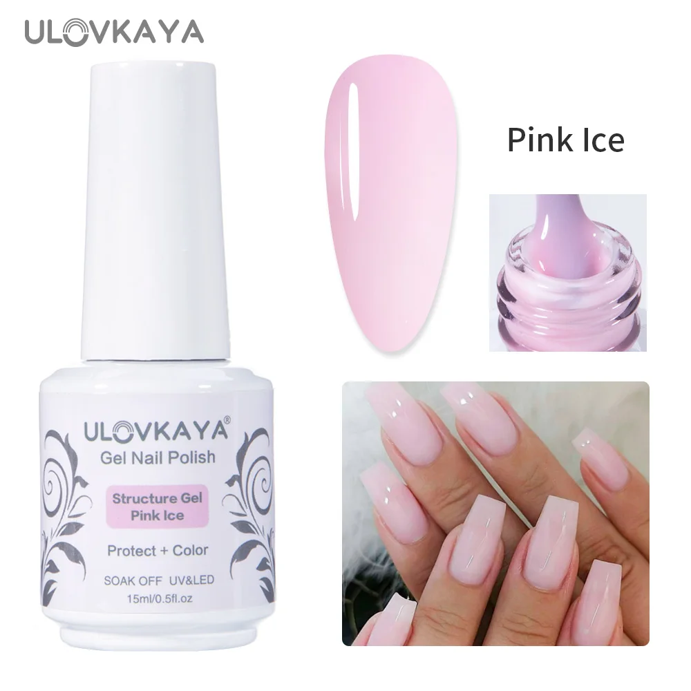 

ULOVKAYA 15ml Pink Ice Structure Gel Nail Polish Soak Off Manicure UV/LED Gel Hybrid Varnish Long Lasting Rubber Base Nail Gel