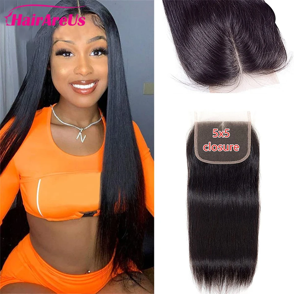 

Straight Free Part Lace Closure 5x5 Human Hair Swiss Lace Closure Brazilian Hair Transparent Free Part Closure For Women Remy