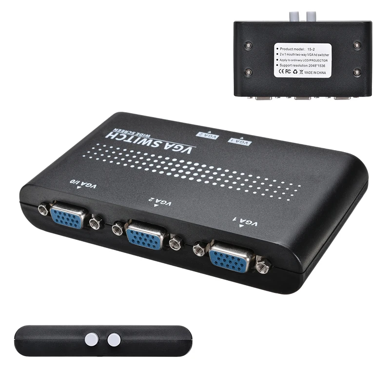 Mini 2 In 1 Out VGA Selector Box Multiple Inputs VGA/SVGA Manual Sharing Switch Switcher For LCD PC | Электроника