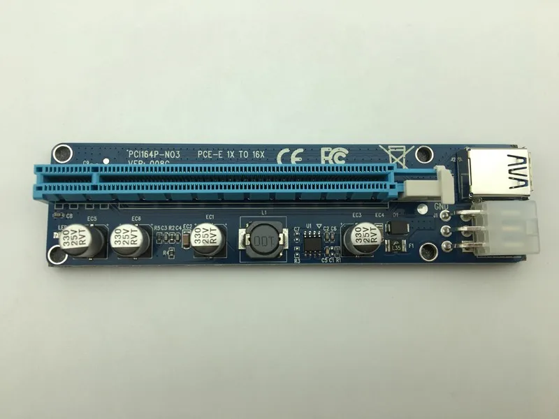 Riser 008C PCI-Express 1X до 16X PCI-E расширитель Card 60 см USB 3 0 кабель SATA 15Pin 6Pin мощность для BTC