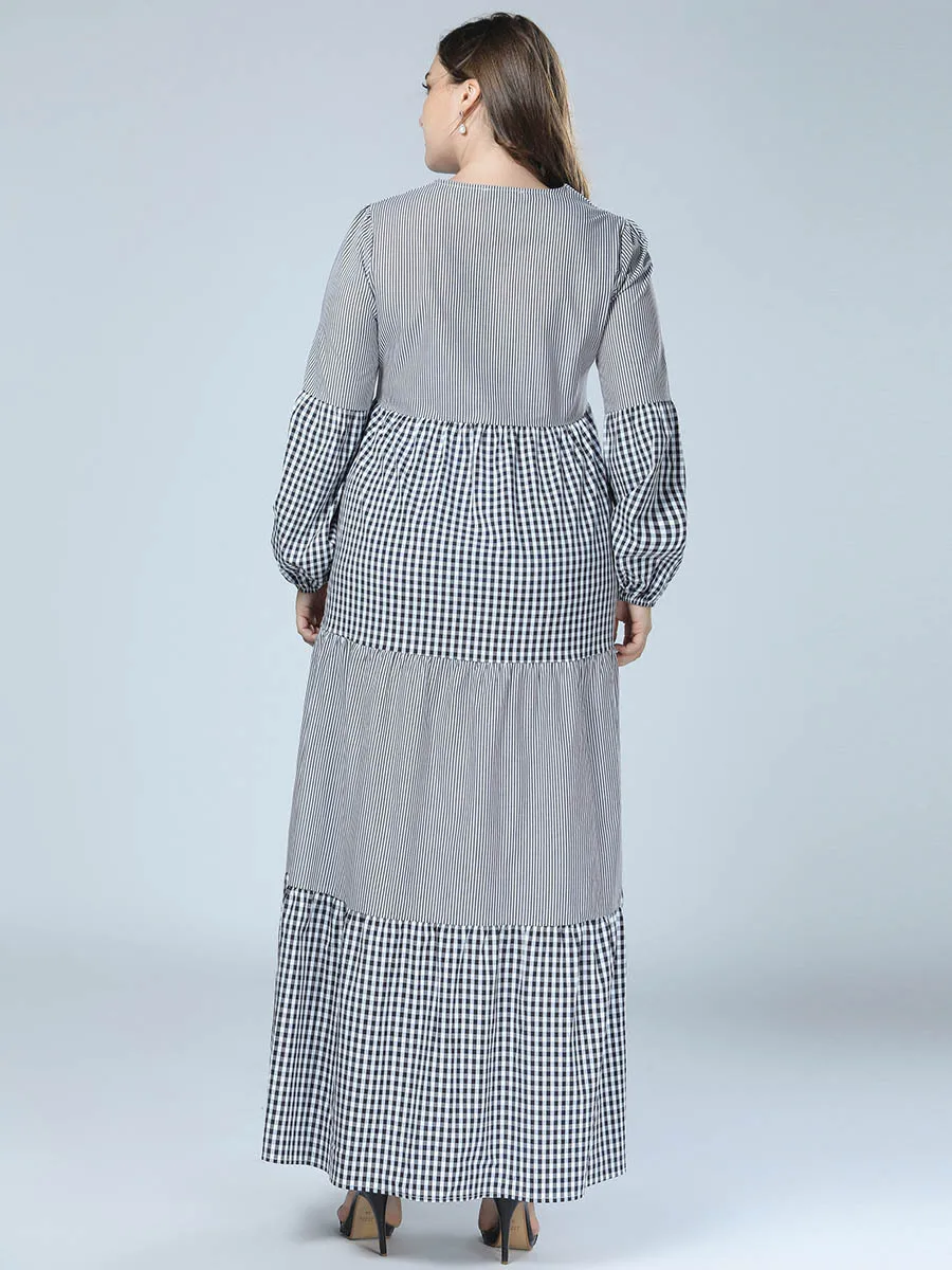 Женское мусульманское Макси платье Abaya турецкое малайзийский кафтан в клетку