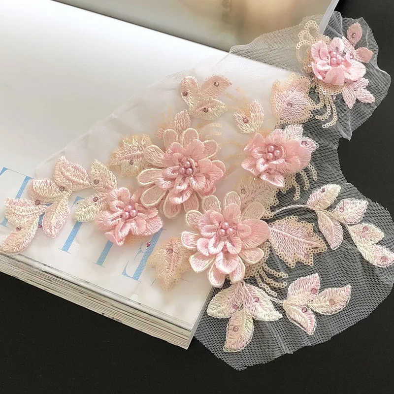 Diy Алмазная вышивка бисером цветочное кружево аппликация для свадебного платья с