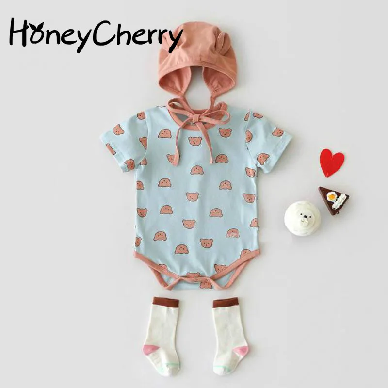 

Summer Short Sleeve Baby Bodysuit Cartoon Short Sleeve Hardcover Creeper With Fart Coat Baby Girl Clothes