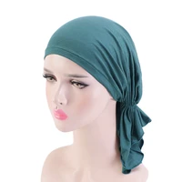 elastic soft modal cotton hijab bonnet muslim head wraps ruffle cancer chemo cap ladies hair accessoires islamic underscarf caps