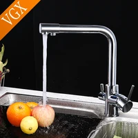 vgx 3 way kitchen filter faucet gourmet with drinking filter faucets water 360 rotation sink mixer tap crane brass chrome black