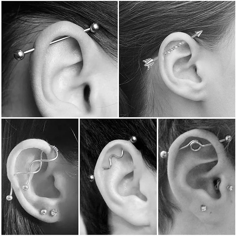 Промышленная Длинная спиральная штанга 14 г промышленный пирсинг твист длинная