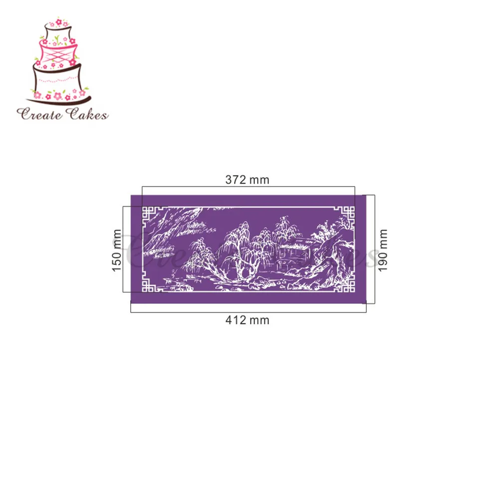Трафарет для украшения торта украшение выпечки вышивка пейзажами|stencils for cakes|design