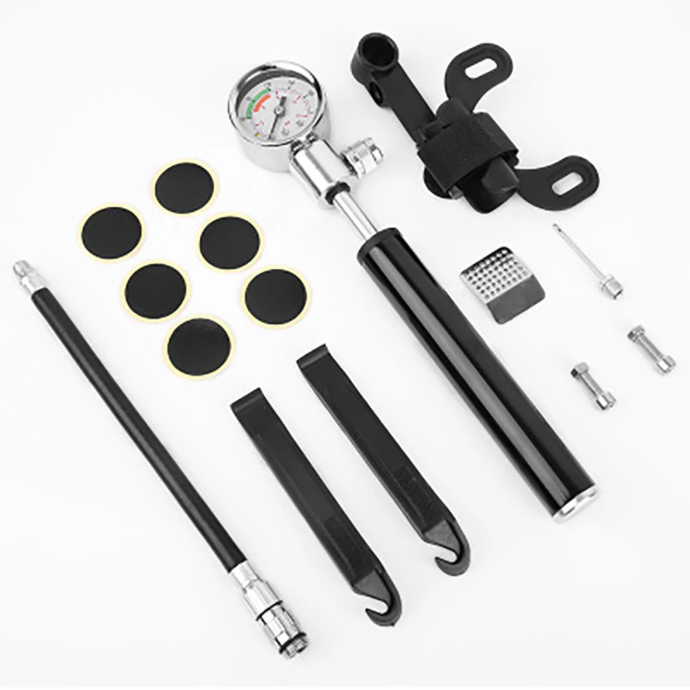 

Portable Bicycle Pump with Pressure Gauge Aluminum Alloy Mini MTB Bike Tire Inflator Tyre Repair Tool Set Cycling Accessories